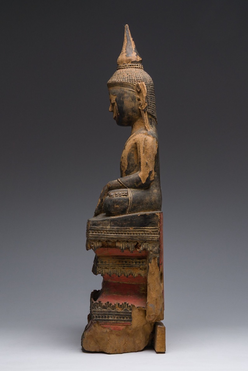 Burmese Buddha With Gold Lacquer, Myanmar, Mandalay Period (1860-1870)-photo-2
