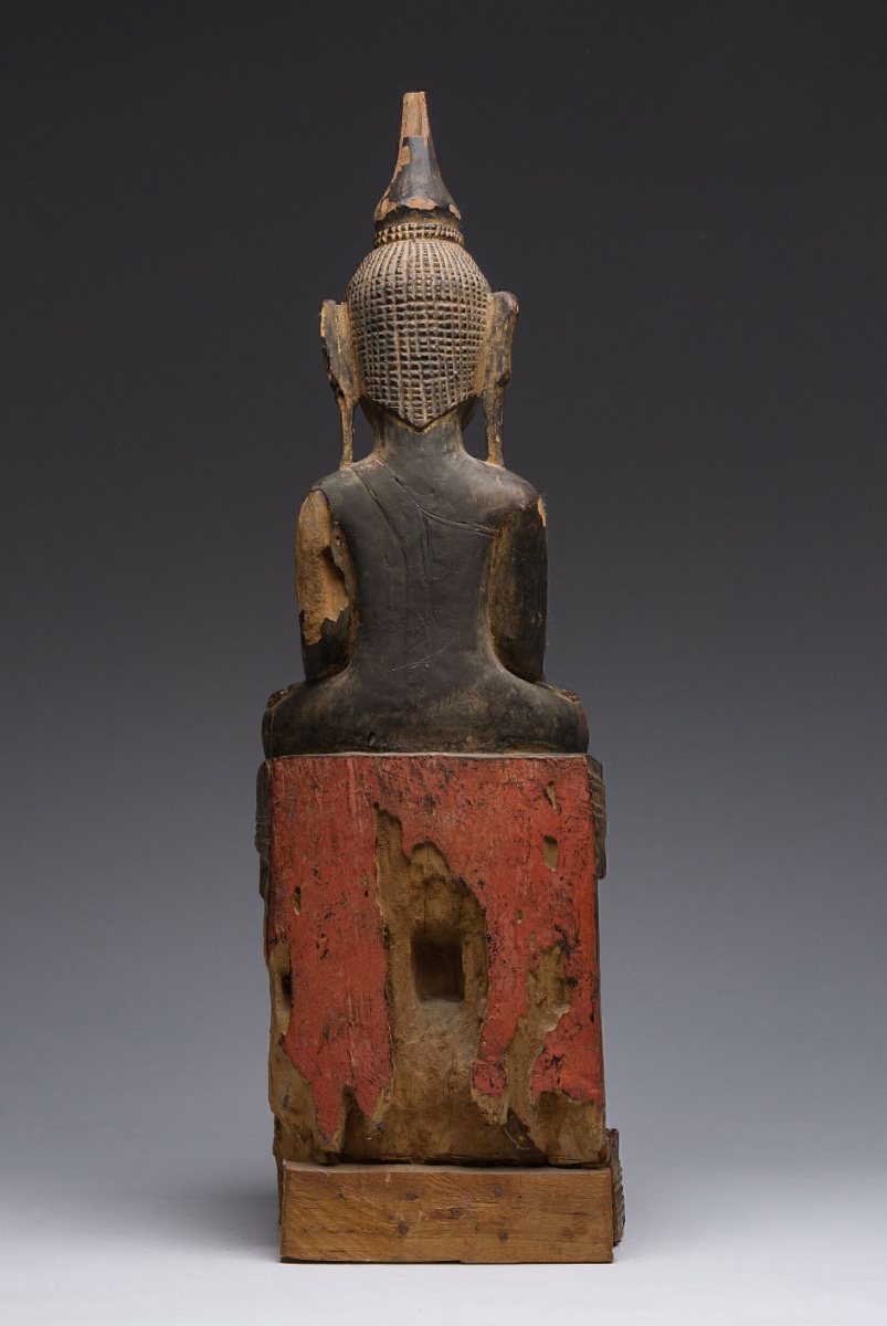 Burmese Buddha With Gold Lacquer, Myanmar, Mandalay Period (1860-1870)-photo-3