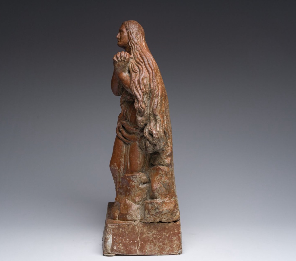 Large Terracotta Statue Representing Mary Magdalene In Ecstasy (1700-1750)-photo-3
