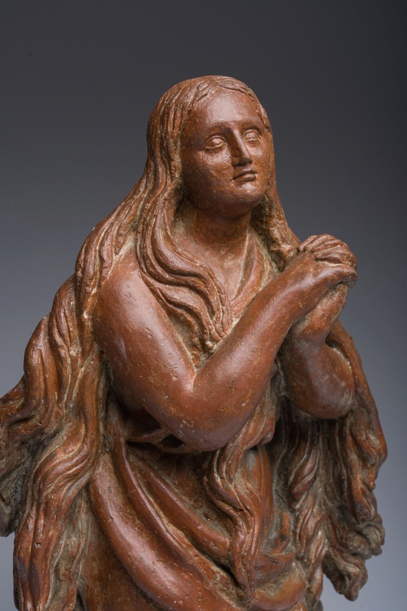 Large Terracotta Statue Representing Mary Magdalene In Ecstasy (1700-1750)-photo-2