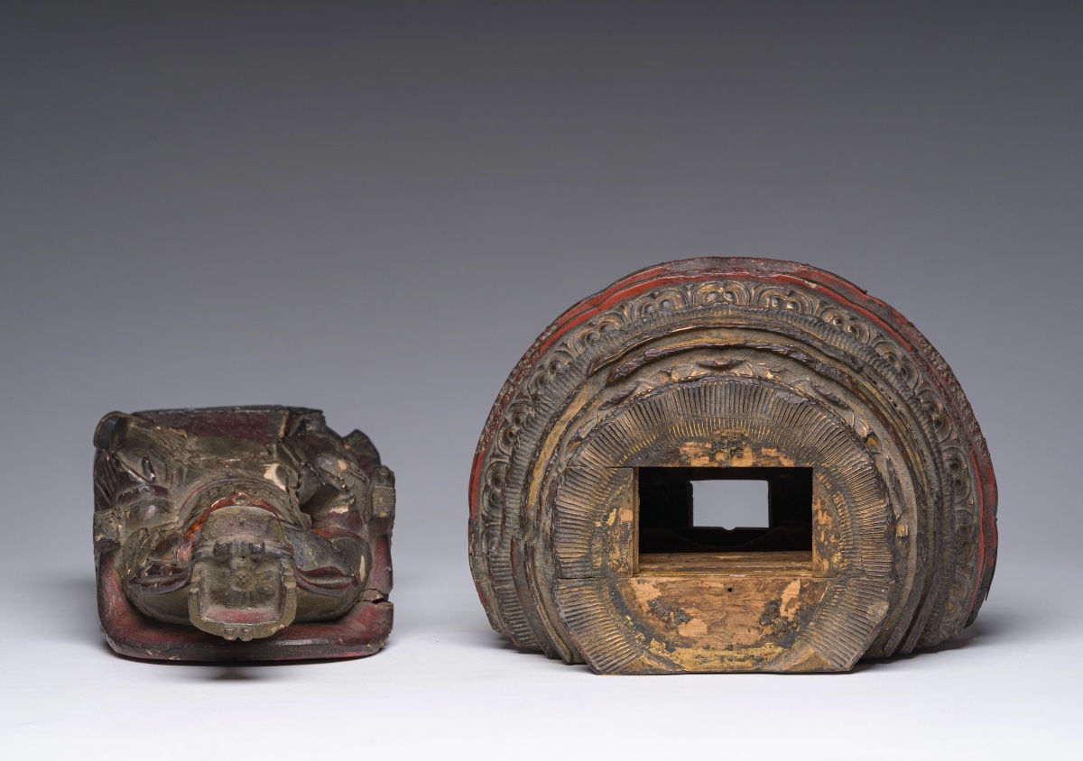 Chinese Lacquered And Gilded Wooden Sculpture Depicting A Dignitary (1800-1850)-photo-1