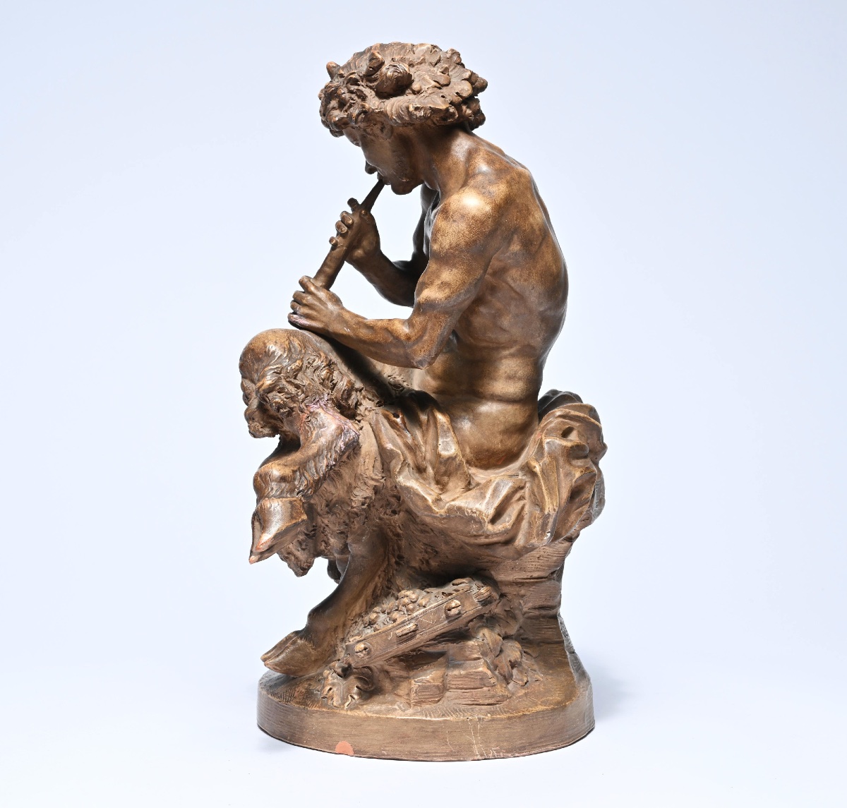 Terracotta Group Representing Pan And Two Young Shayri, After Clodion (1870-1890)-photo-2