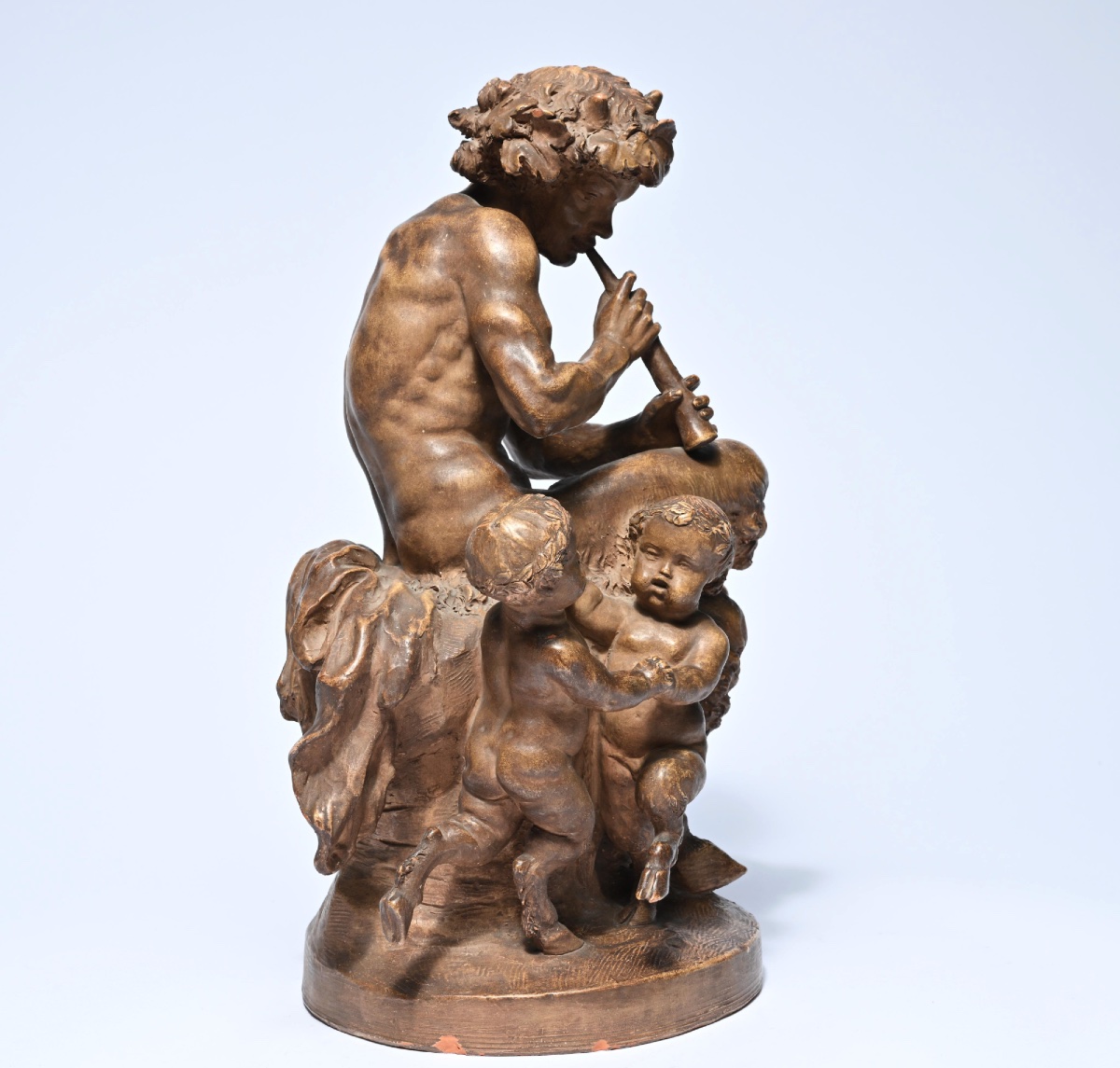 Terracotta Group Representing Pan And Two Young Shayri, After Clodion (1870-1890)-photo-4
