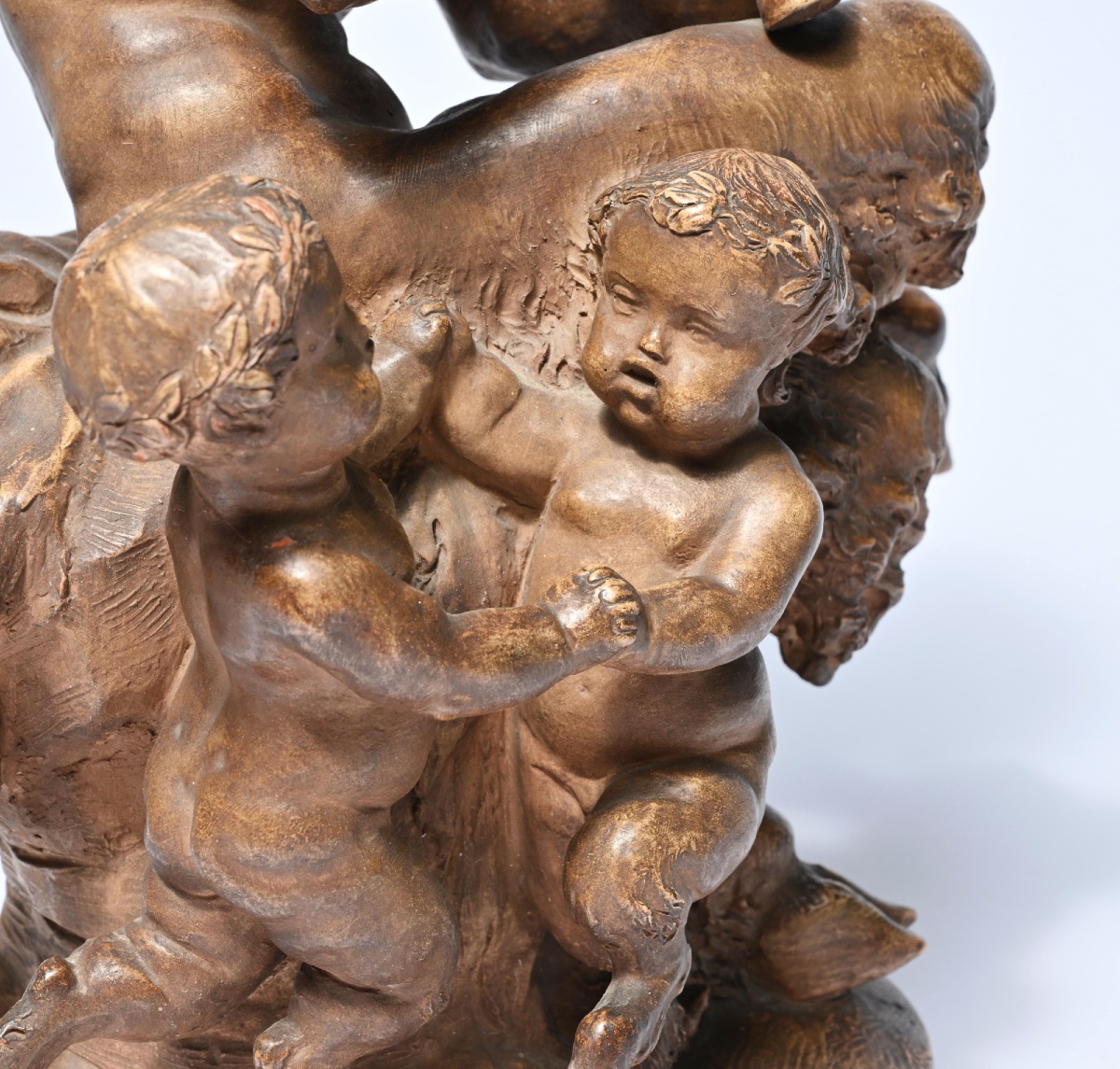 Terracotta Group Representing Pan And Two Young Shayri, After Clodion (1870-1890)-photo-2