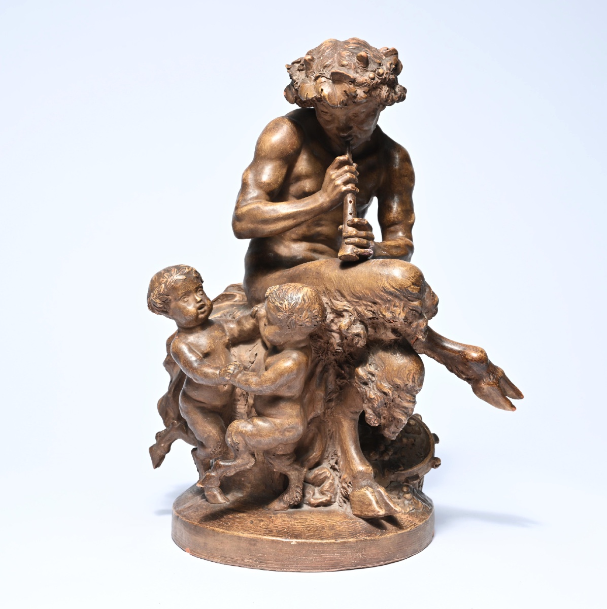 Terracotta Group Representing Pan And Two Young Shayri, After Clodion (1870-1890)