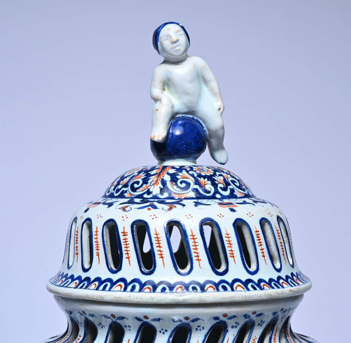 Large Earthenware Potpourri Vase, Desvres, France (1890-1900)-photo-4