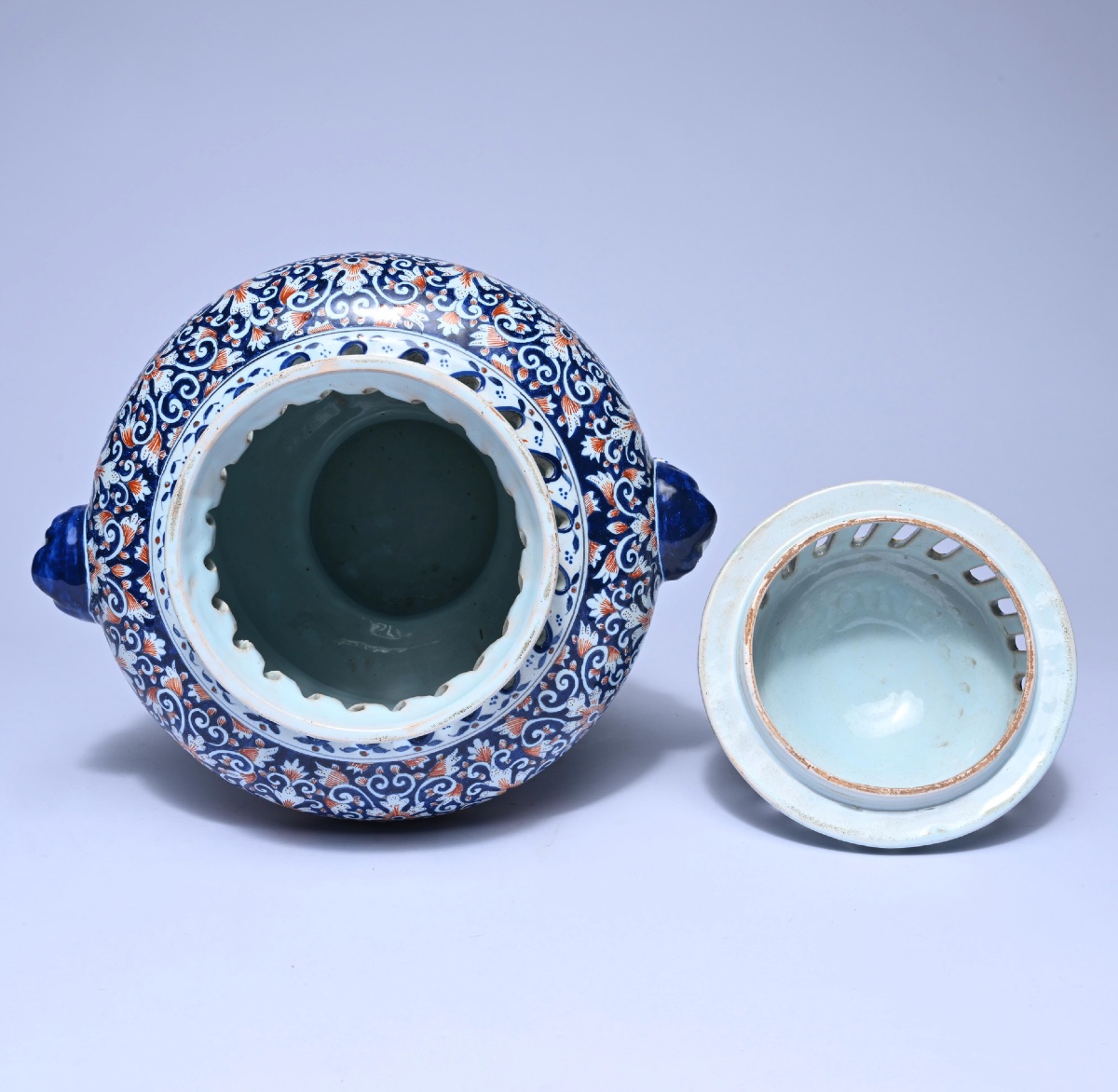 Large Earthenware Potpourri Vase, Desvres, France (1890-1900)-photo-1