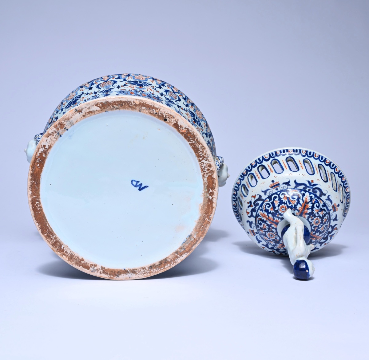 Large Earthenware Potpourri Vase, Desvres, France (1890-1900)-photo-2