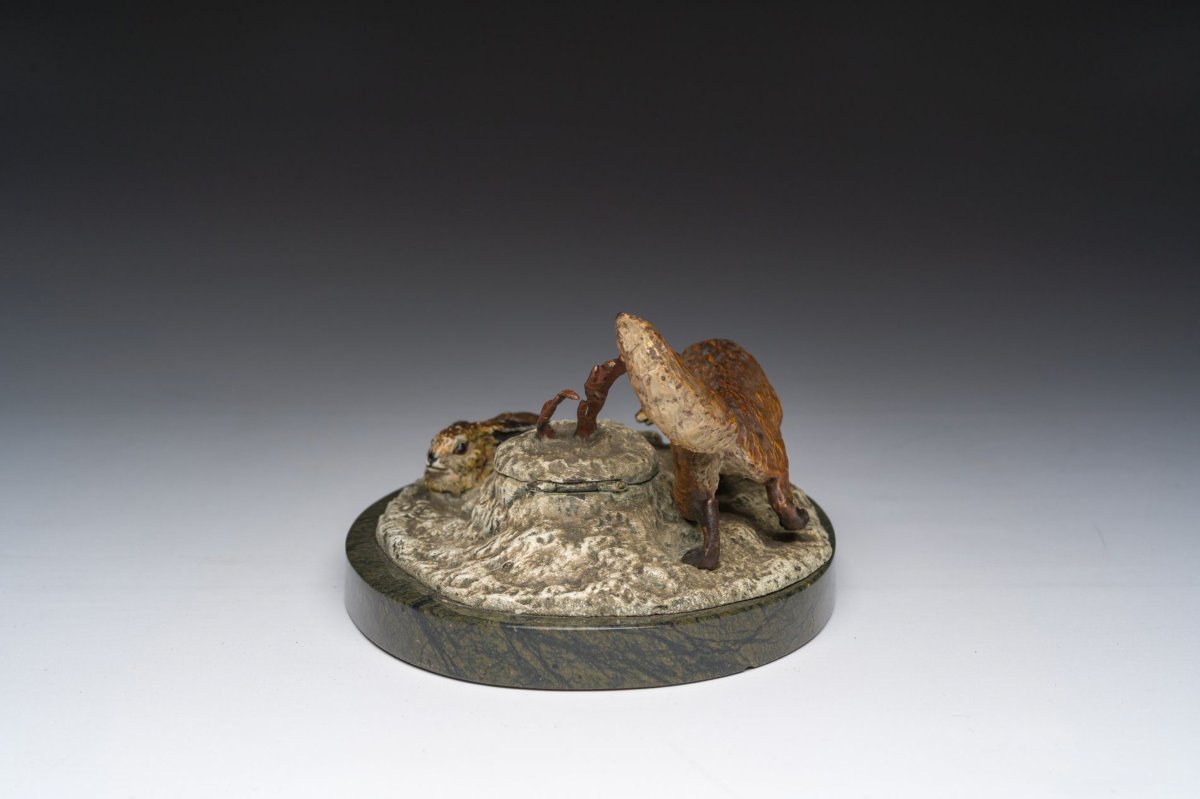 Cold-painted Bronze Inkwell From Vienna (1900-1910)-photo-4