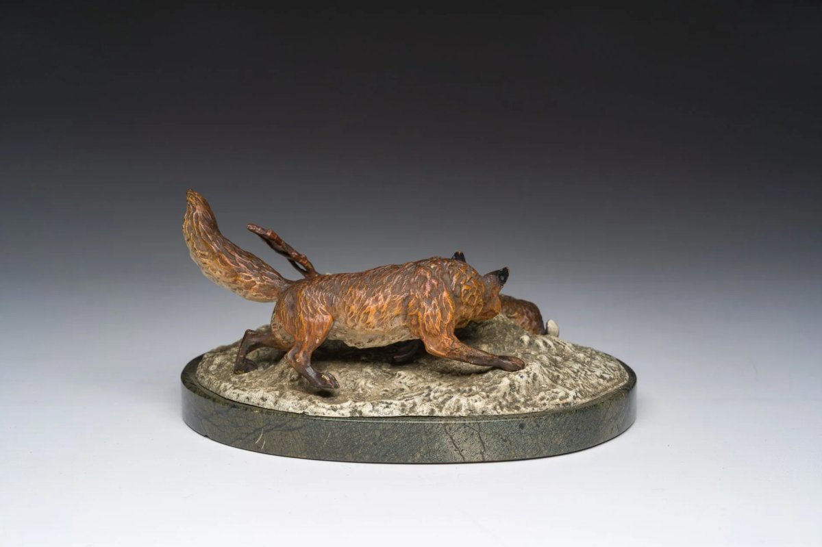 Cold-painted Bronze Inkwell From Vienna (1900-1910)-photo-1