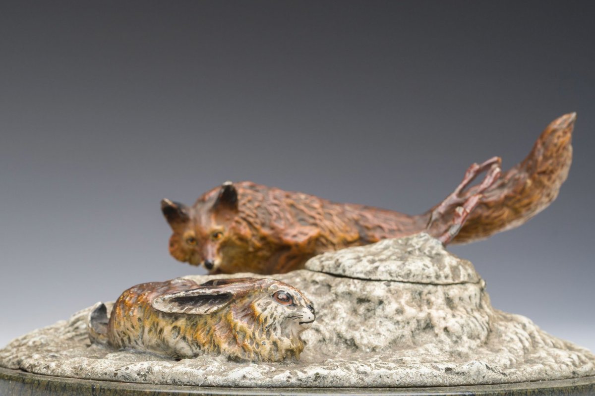 Cold-painted Bronze Inkwell From Vienna (1900-1910)-photo-2