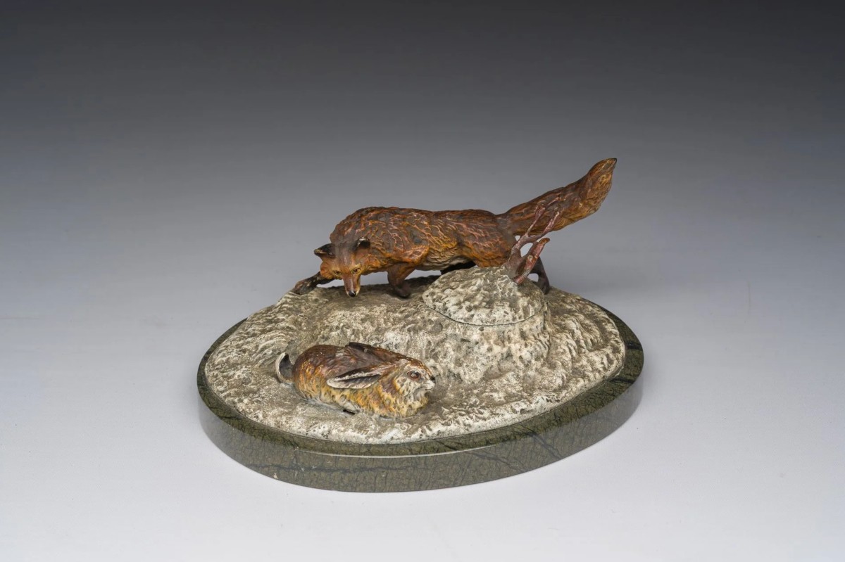 Cold-painted Bronze Inkwell From Vienna (1900-1910)