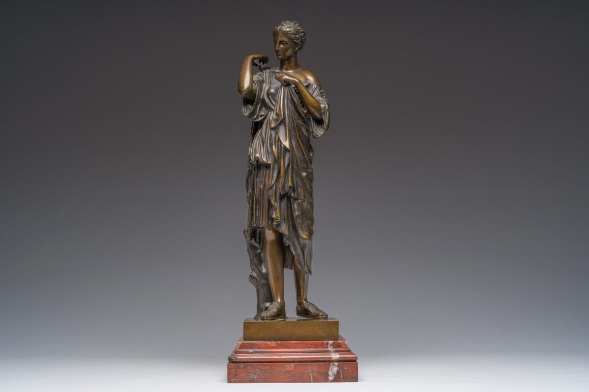 Statue en bronze de Diane de Gabbi, d'après Gabriel Sauvage, France (1860-1880)-photo-3