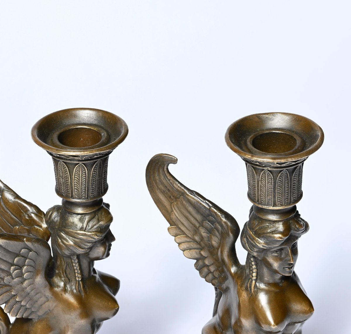 Pair Of Empire Candlesticks Decorated With Winged Sphinxes (2nd Half Of The 19th Century)-photo-4