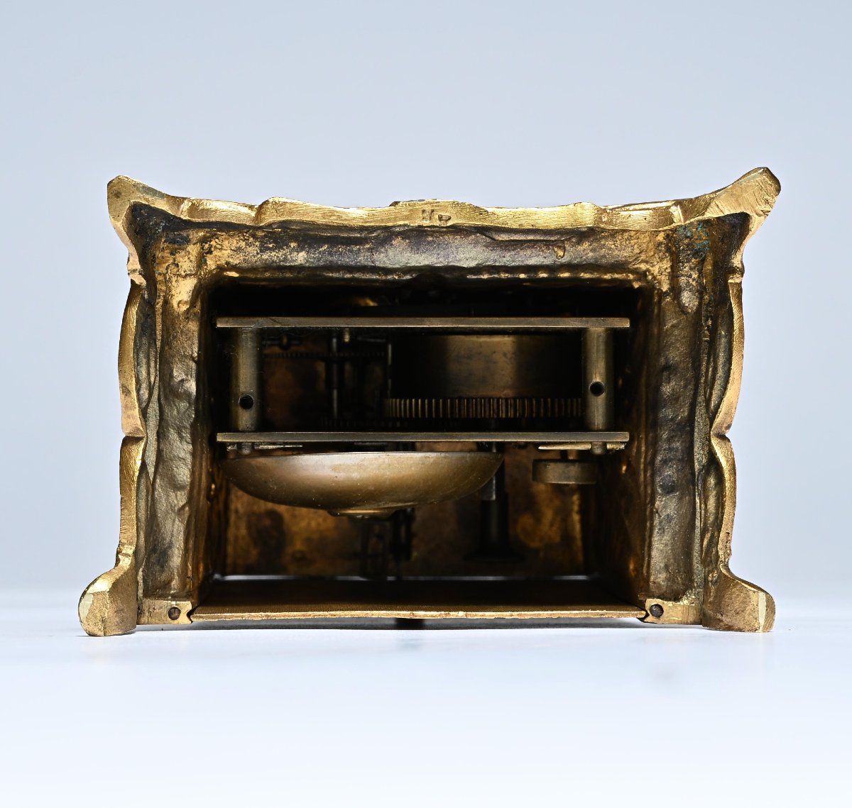 French Gilt Travel Alarm Clock (1880-1890)-photo-3