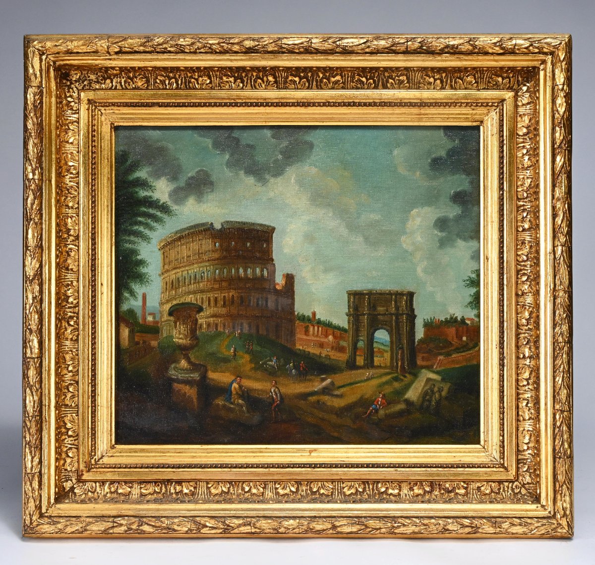 Le Colisée et l'Arc de Constantin, École italienne, d'après Giovanni Paolo Panini (1800-1820)-photo-2