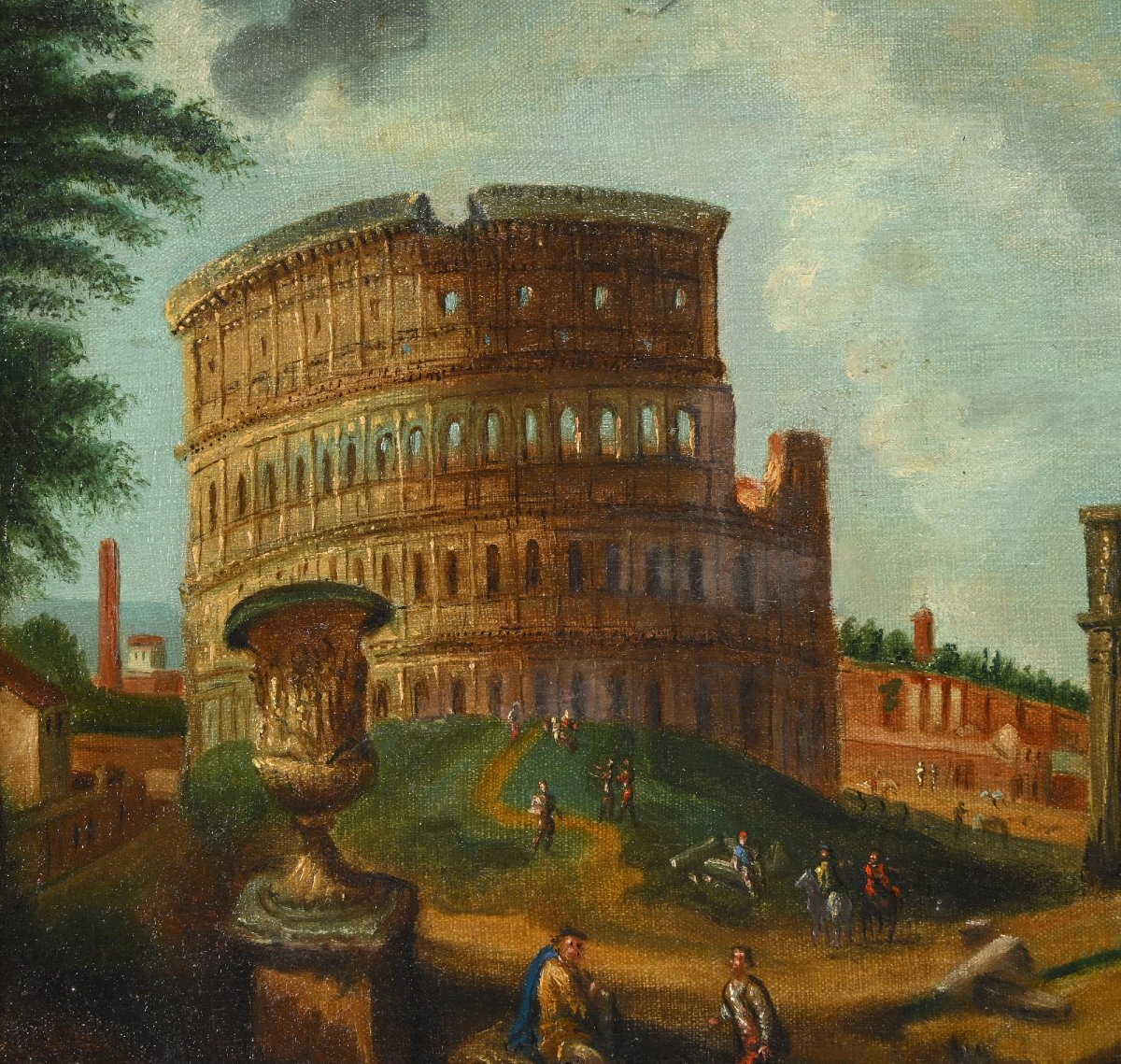 Le Colisée et l'Arc de Constantin, École italienne, d'après Giovanni Paolo Panini (1800-1820)-photo-3