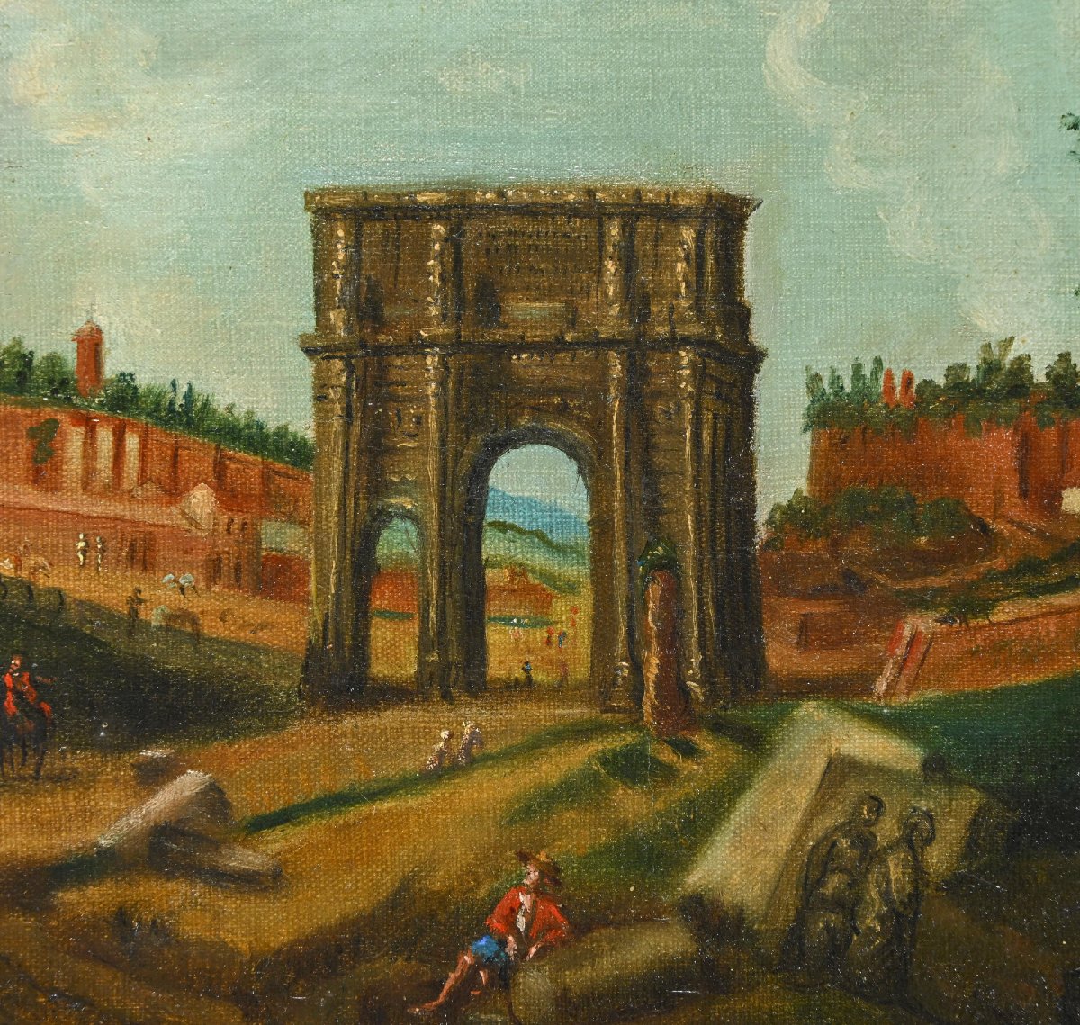 Le Colisée et l'Arc de Constantin, École italienne, d'après Giovanni Paolo Panini (1800-1820)-photo-4