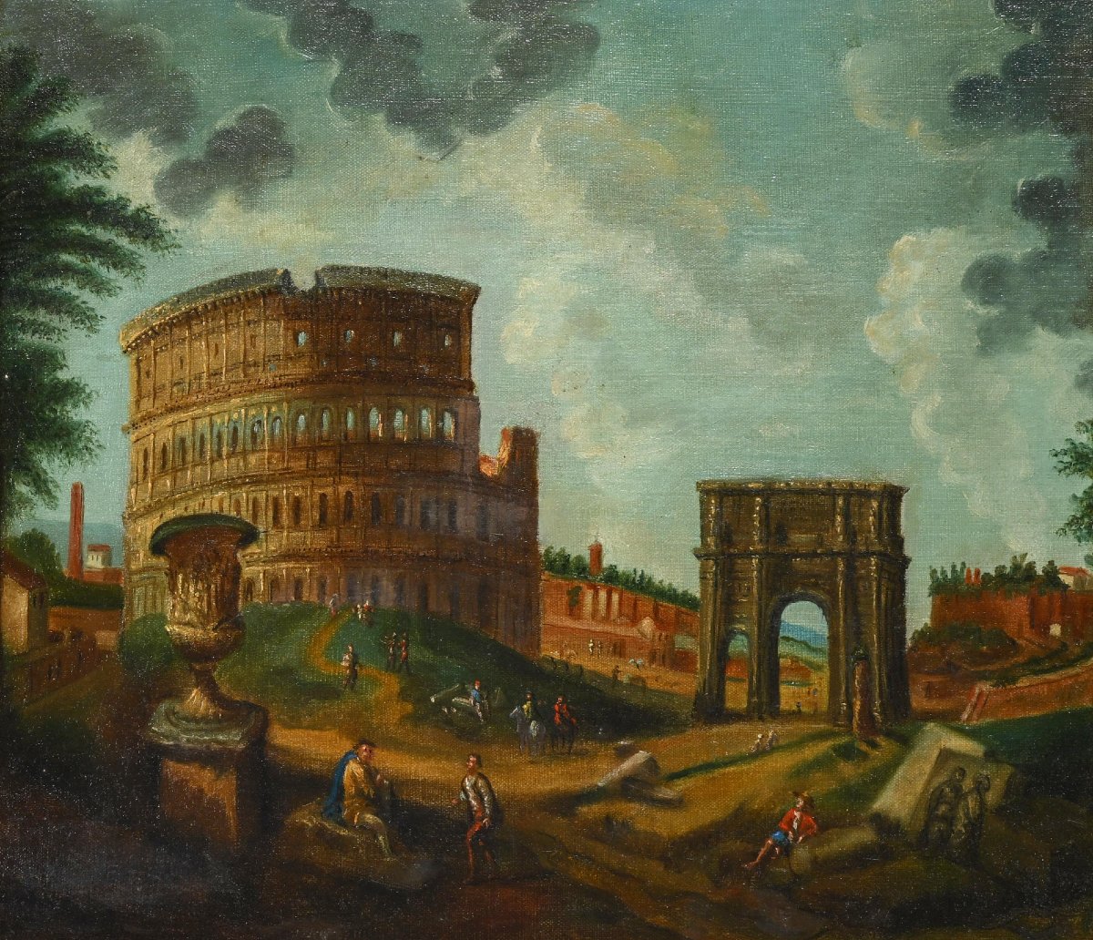 Le Colisée et l'Arc de Constantin, École italienne, d'après Giovanni Paolo Panini (1800-1820)