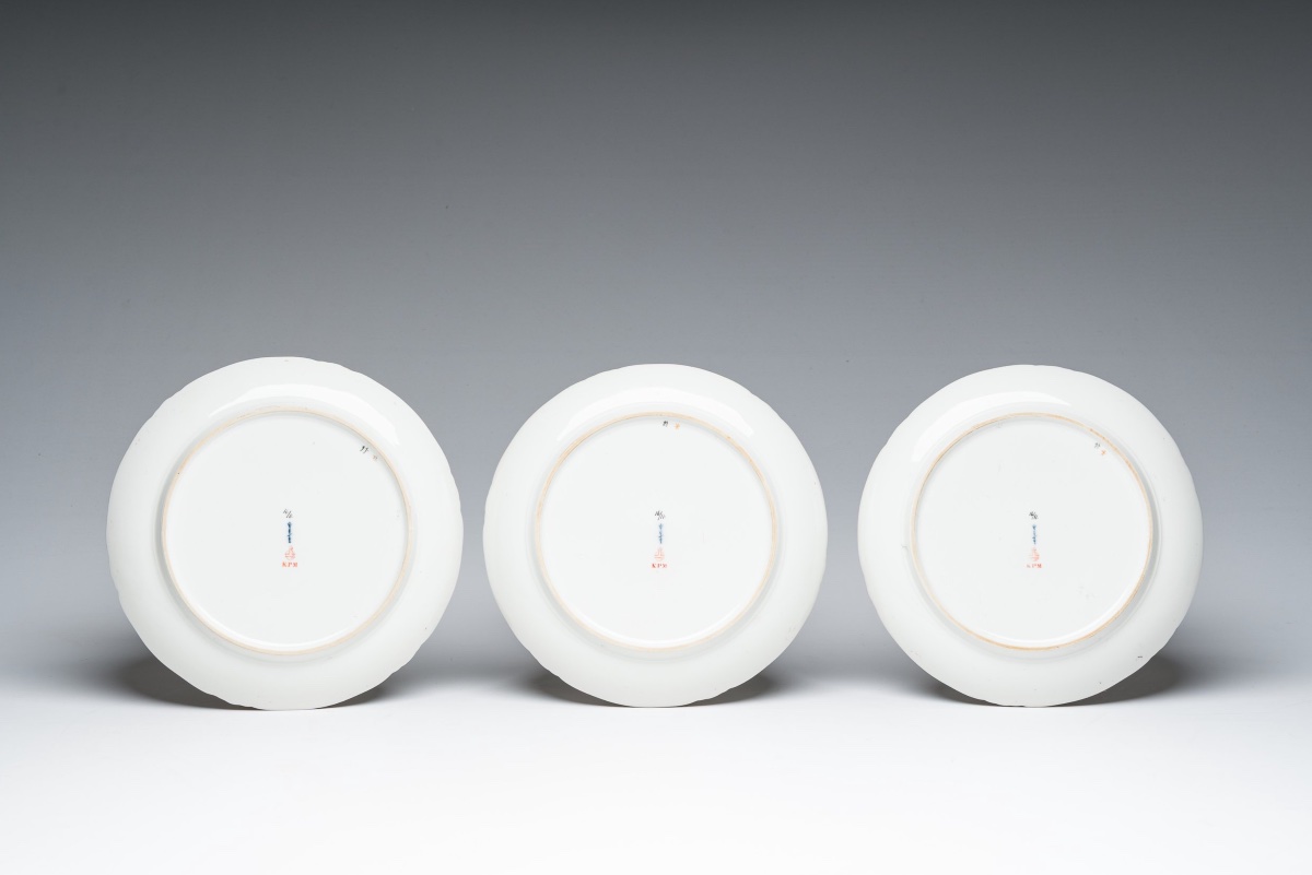 Set Of Six Hand-painted And Gilded Dessert Plates, Kpm, 1900–1910-photo-3