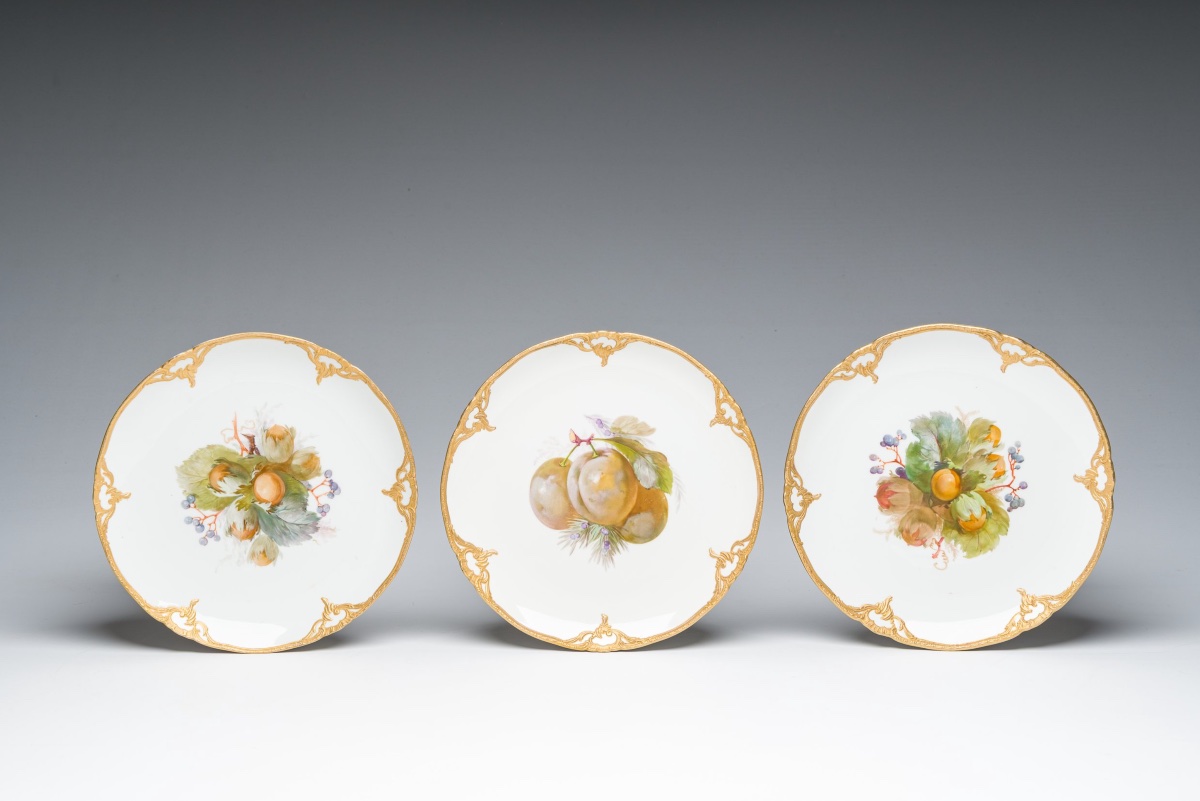 Set Of Six Hand-painted And Gilded Dessert Plates, Kpm, 1900–1910-photo-4