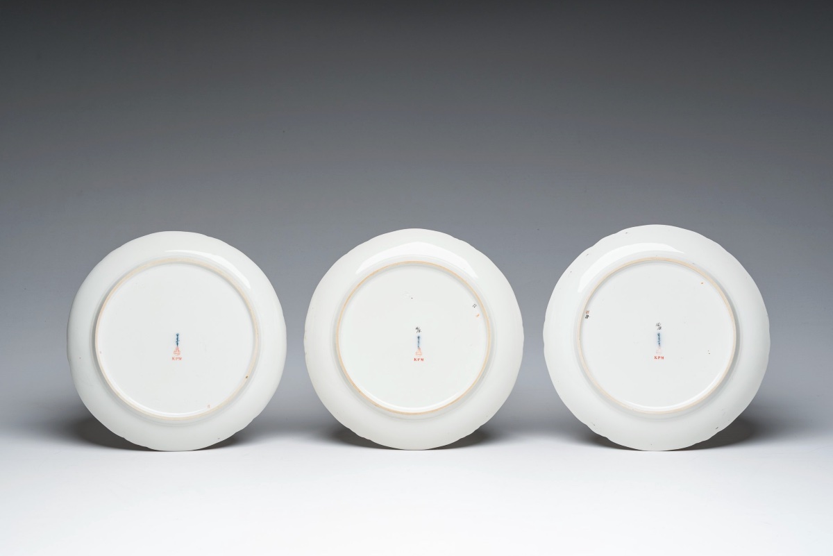 Set Of Six Hand-painted And Gilded Dessert Plates, Kpm, 1900–1910-photo-1