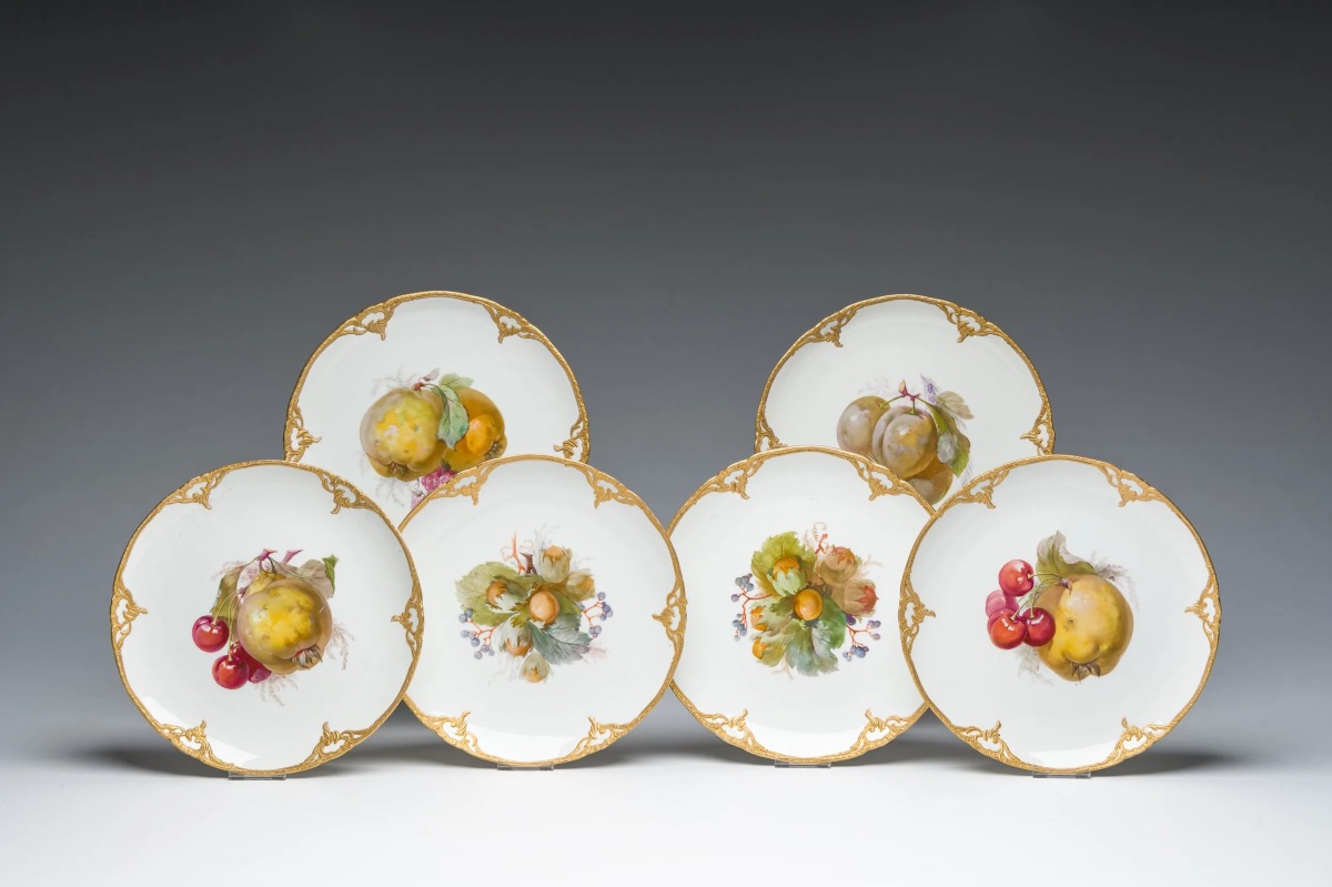 Set Of Six Hand-painted And Gilded Dessert Plates, Kpm, 1900–1910