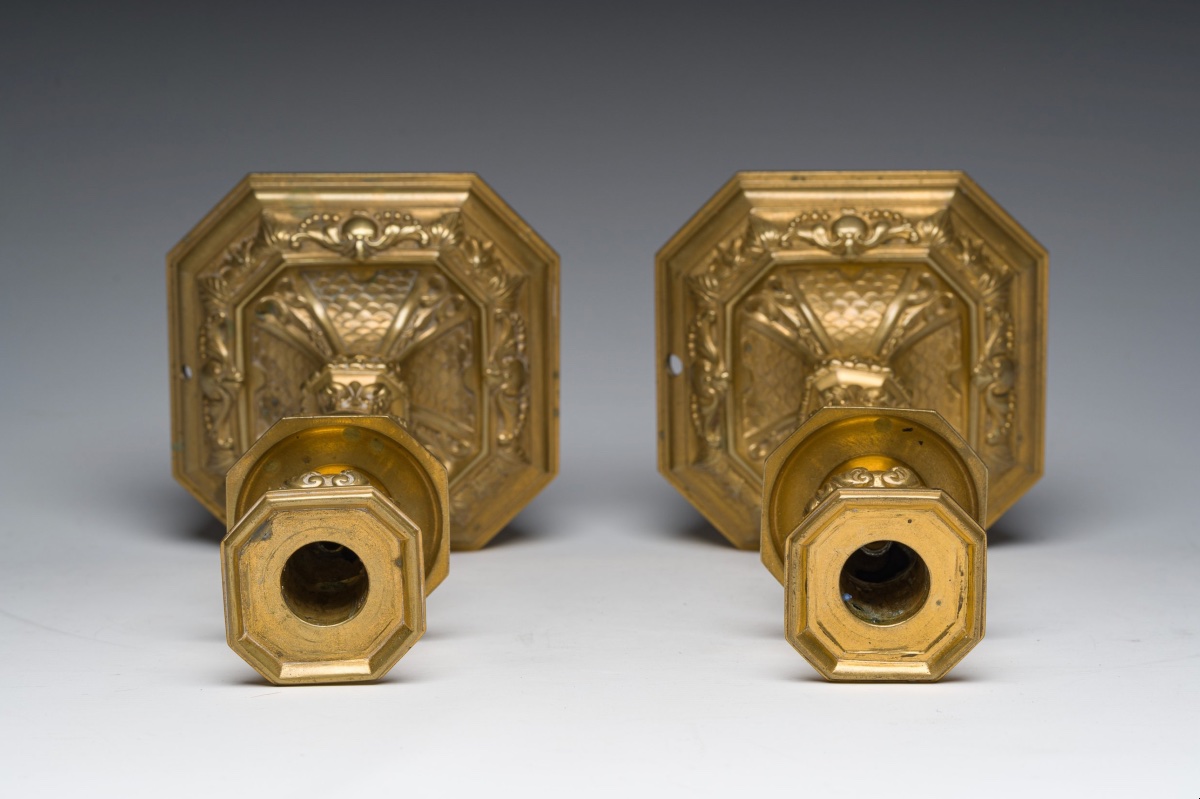 Paire de bougeoirs en bronze doré de style Régence, France, 1870-1890-photo-1
