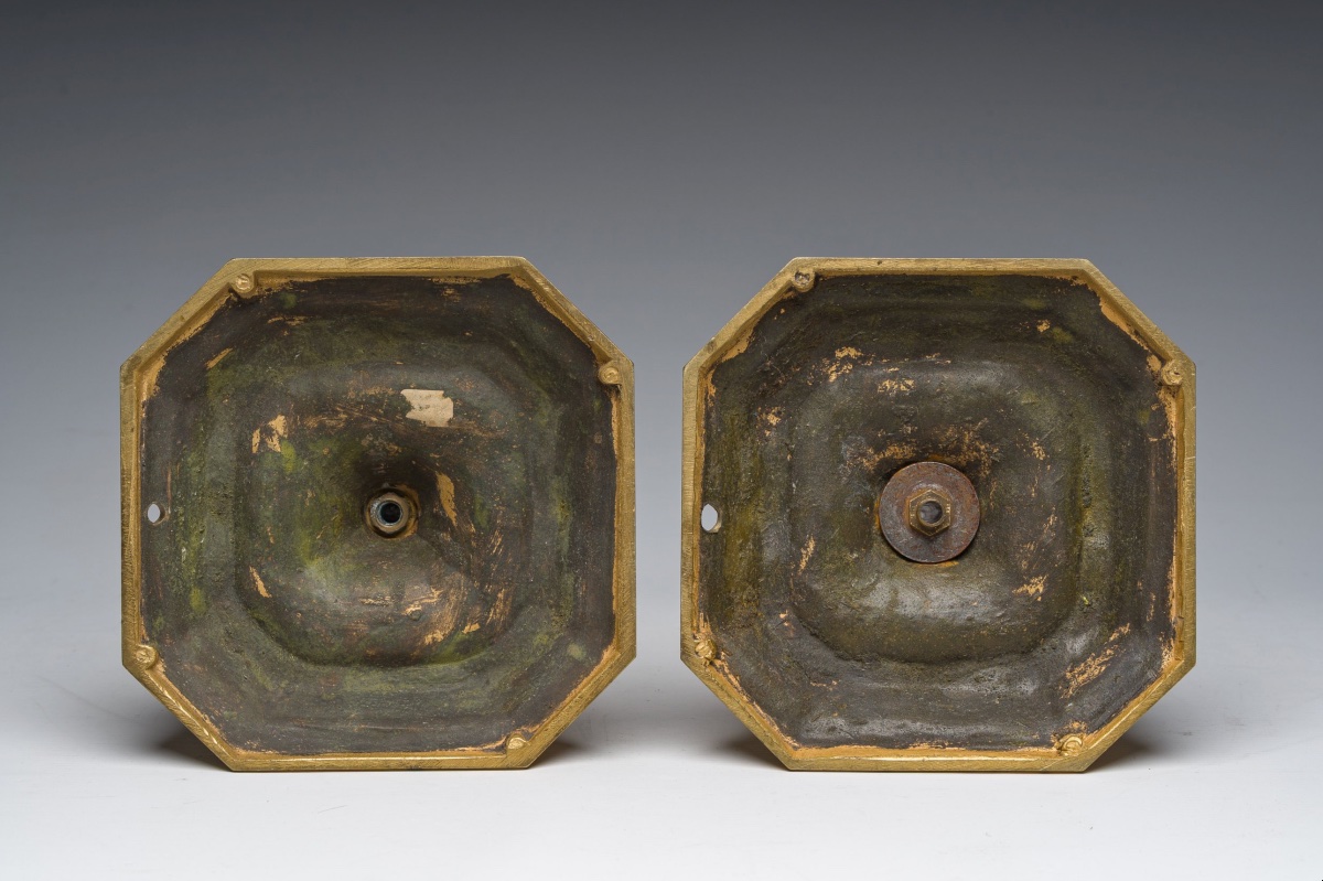 Paire de bougeoirs en bronze doré de style Régence, France, 1870-1890-photo-2