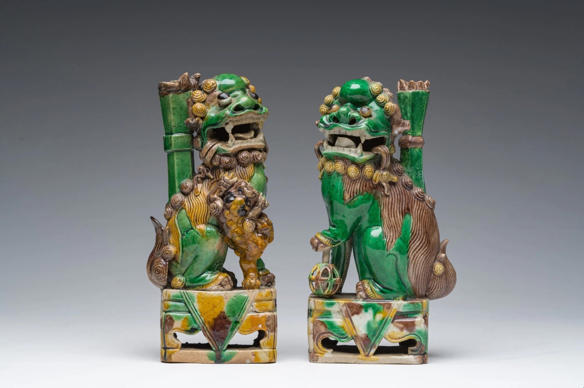 Chinese Buddhist Lions With “sancai” Enamel, Qing Dynasty, 1870–1900