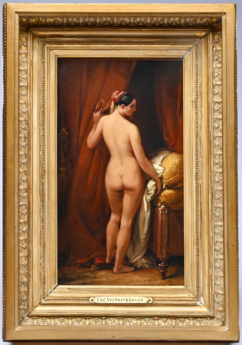 Portrait d'un nu féminin debout, Eugène Verboeckhoven, 1854, signé et daté-photo-2