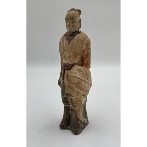 Chinese Polychrome Statue Of A Warrior, Ming Dynasty (1368-1644)