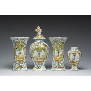 Collection Of Four Orange-themed Vases, Delft, Netherlands, 1780–1787