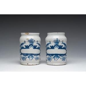 Pair Of Delft Apothecary Jars, “de Porceleyne Schotel,” Netherlands, 1764–1772
