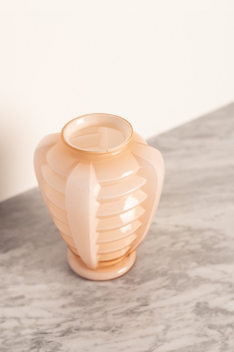 Pair Of Opaline Glass Lantern Vases (1925-1930)-photo-2