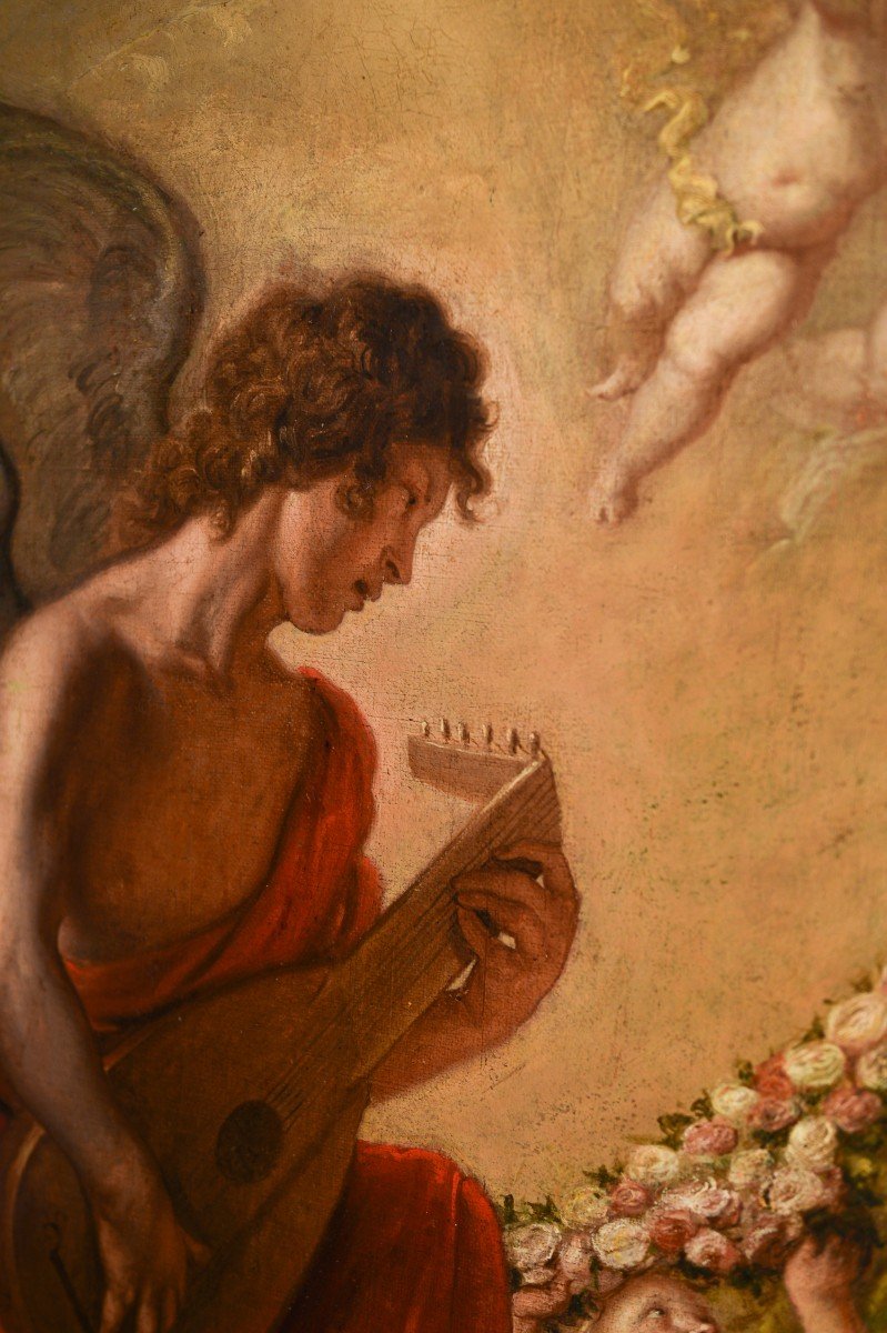 17th Century Oil On Canvas Painting 'ectasy Of Saint Cecilia'-photo-4