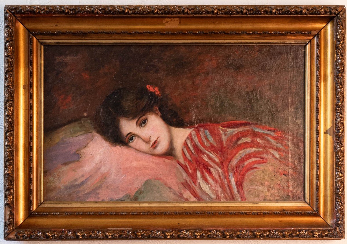 Pietro Persicalli - Portrait Of A Lady (1910s) - Oil On Canvas 