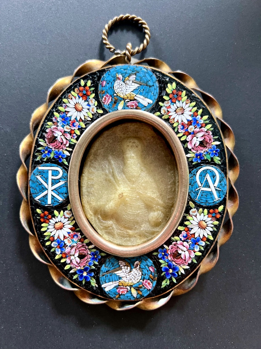 Agnus Dei Reliquary Frame In Micro Mosaics 