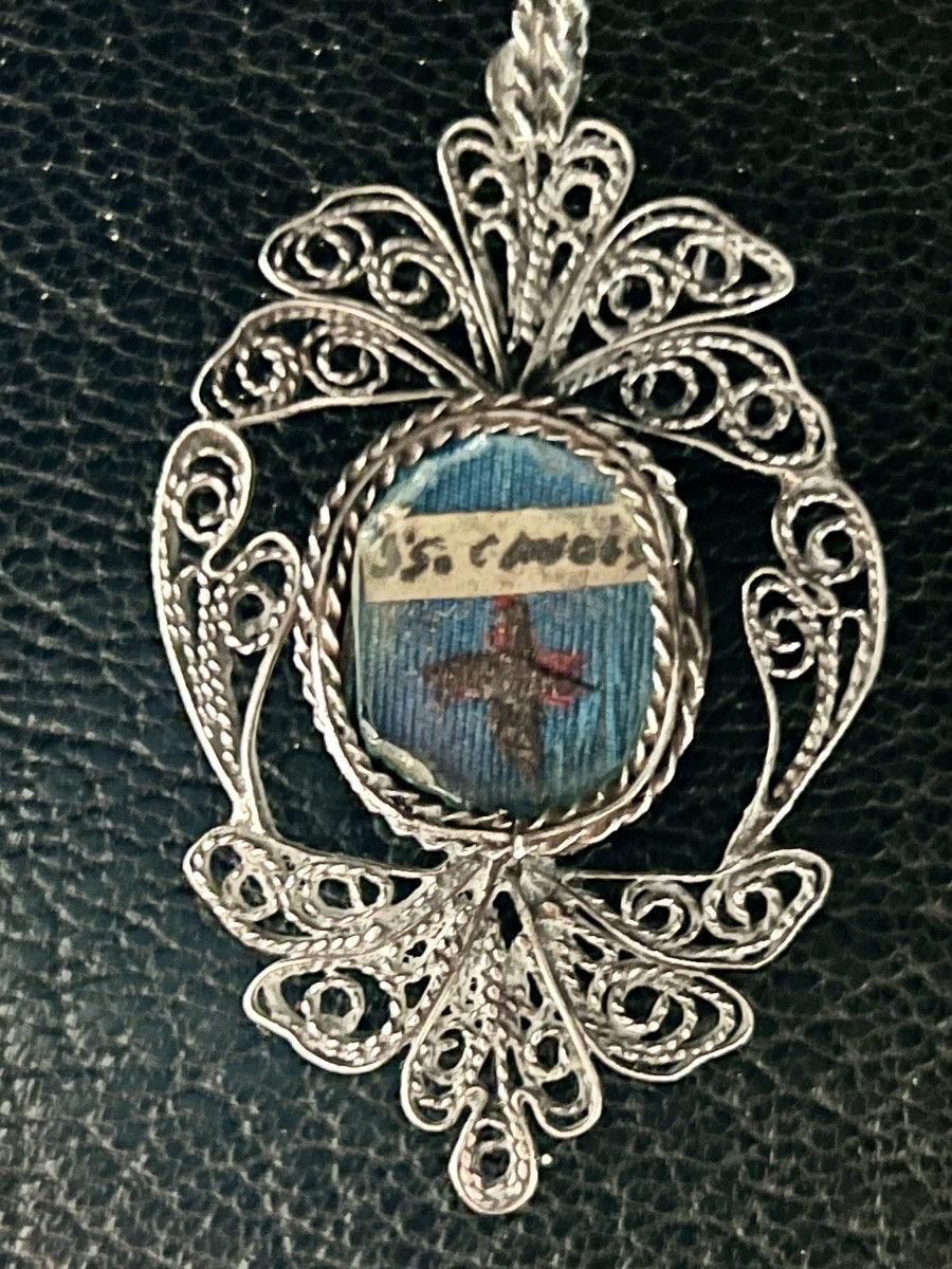 Pendentif Reliquaire en argent De La Vraie Croix Du Christ - XIXē -photo-1