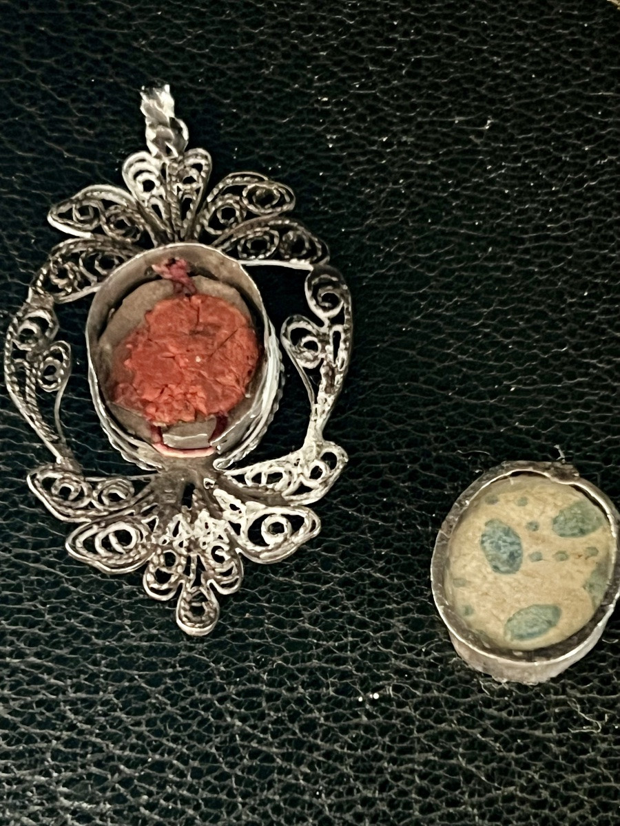 Pendentif Reliquaire en argent De La Vraie Croix Du Christ - XIXē -photo-2