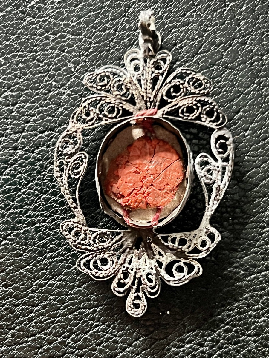 Pendentif Reliquaire en argent De La Vraie Croix Du Christ - XIXē -photo-3