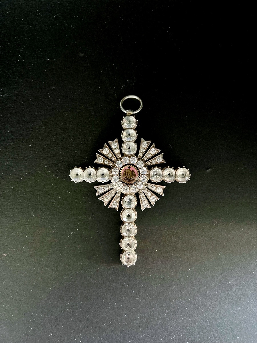 CROIX EN ARGENT -  BIJOU FRANC-MAÇONNERIE  ROSE-CROIX CHEVALIER ÉPOQUE EMPIRE-photo-1