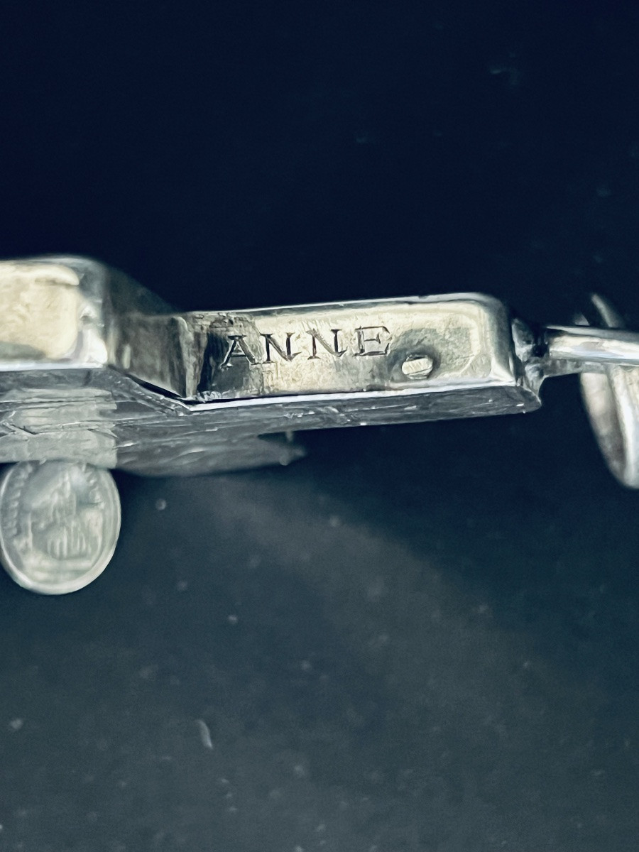 Large Engraved Silver Cross Pendant – 19th Century-photo-6