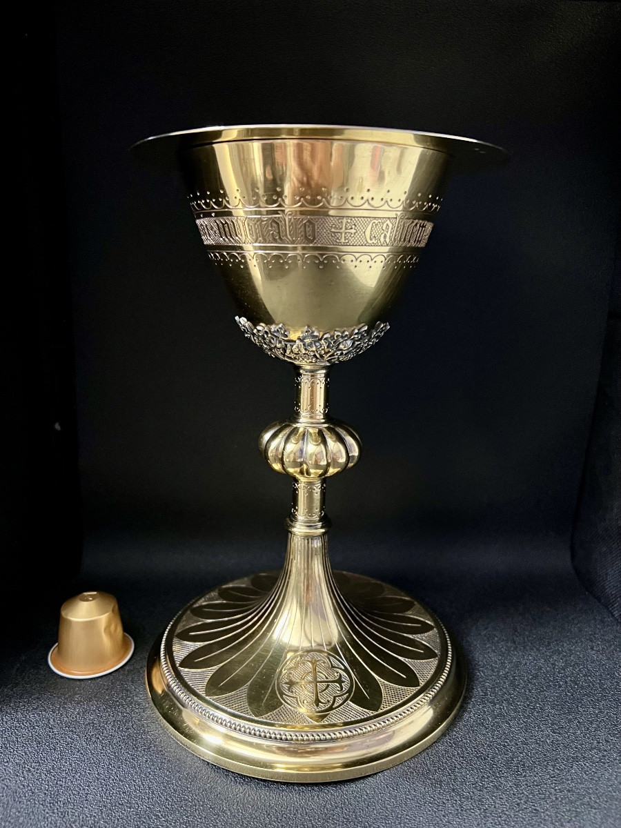Calice et patène en vermeil – Bourdon, Gand – Néo-gothique – Argent 900/800-photo-1