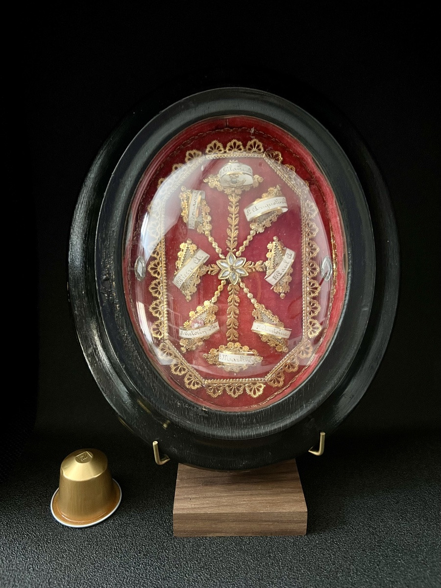 19th Century Multi-saint Reliquary Frame - Episcopal Seal -photo-1