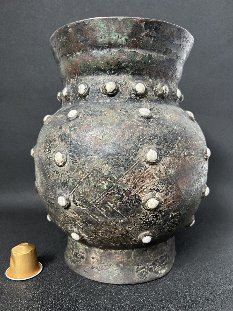 Protohistoric Bronze Vase With Inlays - Hallsatt Culture - 9th - 7th Century Bc-photo-2