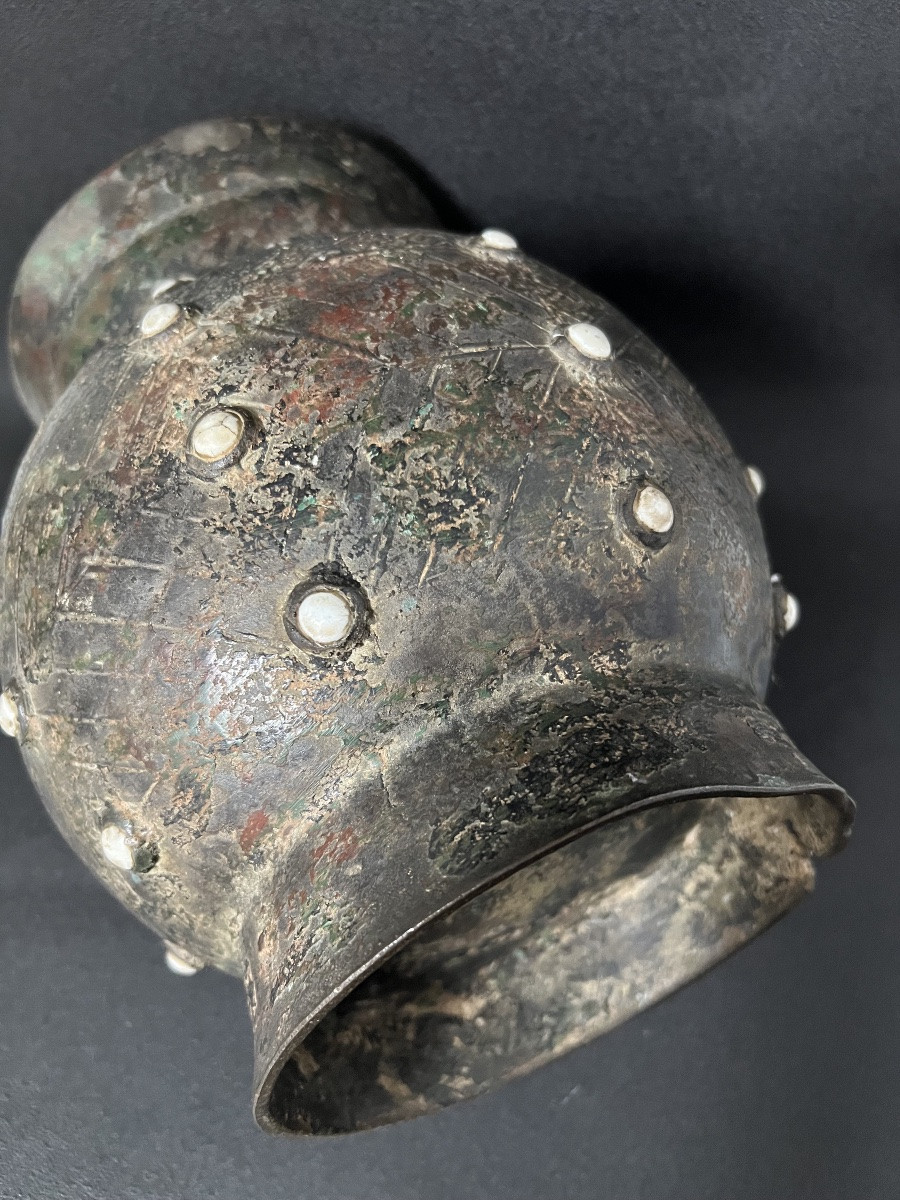 Protohistoric Bronze Vase With Inlays - Hallsatt Culture - 9th - 7th Century Bc-photo-5