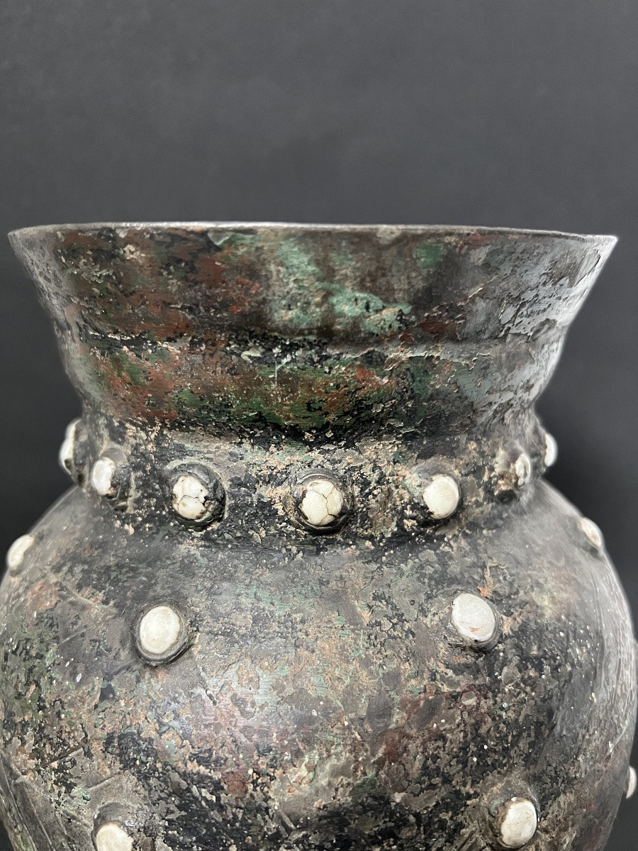 Protohistoric Bronze Vase With Inlays - Hallsatt Culture - 9th - 7th Century Bc-photo-7