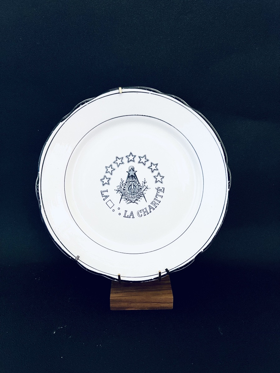 Masonic Plate - La Charité Lodge - Belgium 19th Century -photo-1