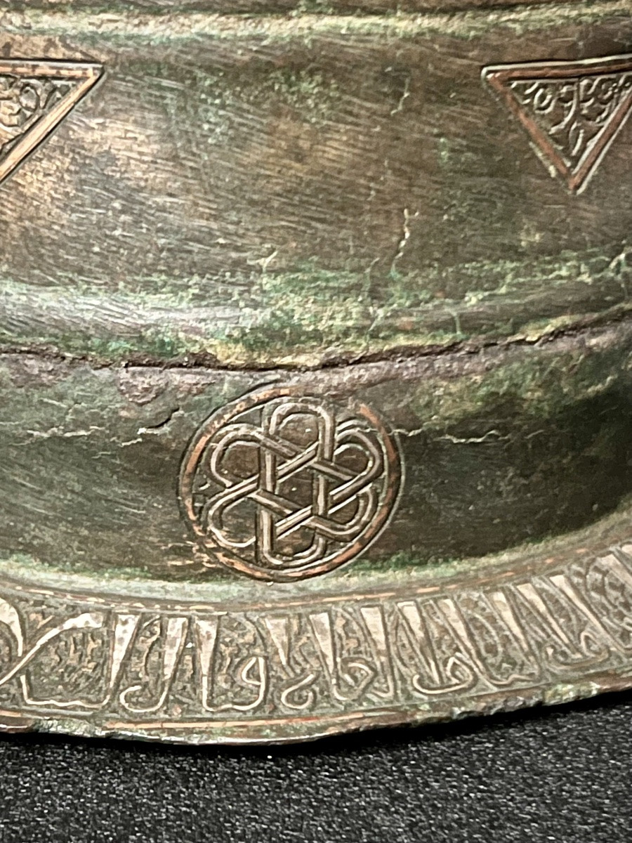 Islamic Bronze Mortar With Kufic Inscription – Mamluk Or Syria, 13th–15th Century-photo-4